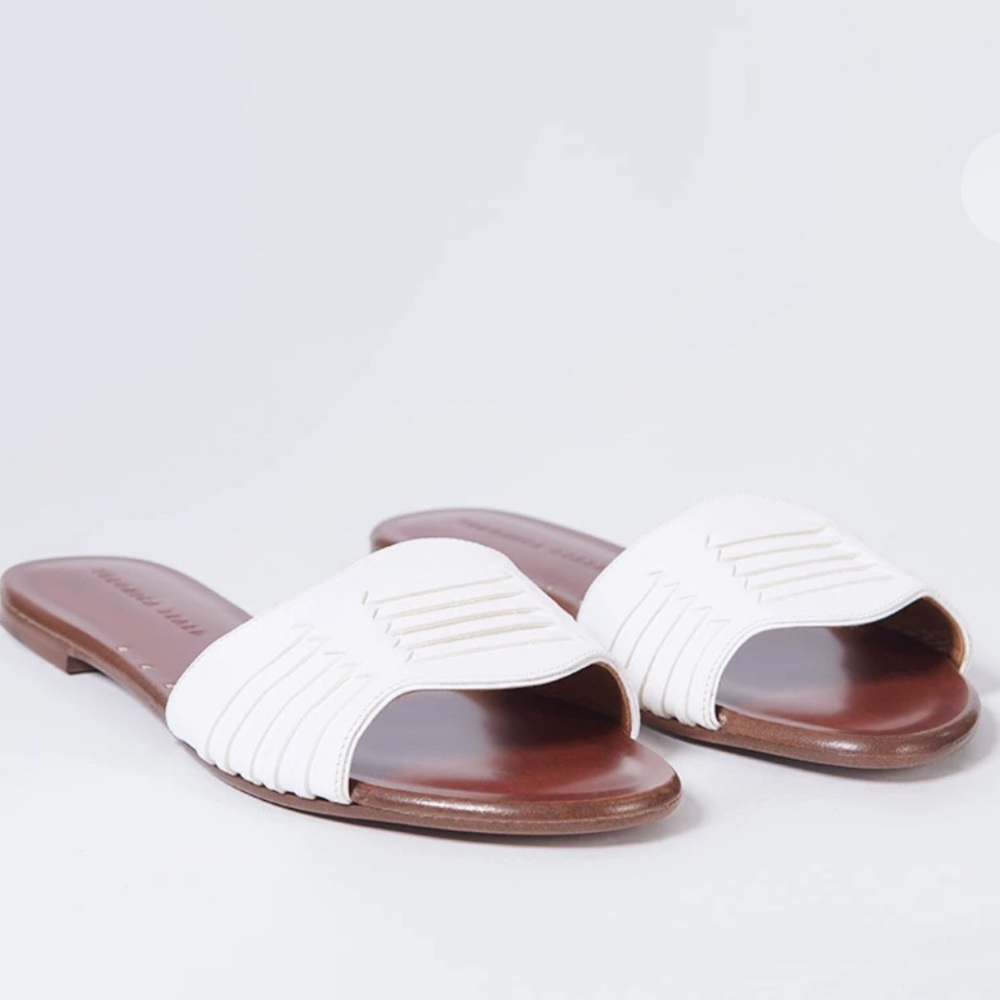 Veronica Beard Faven Huarache Slide Sandal White - Picture 2 of 13